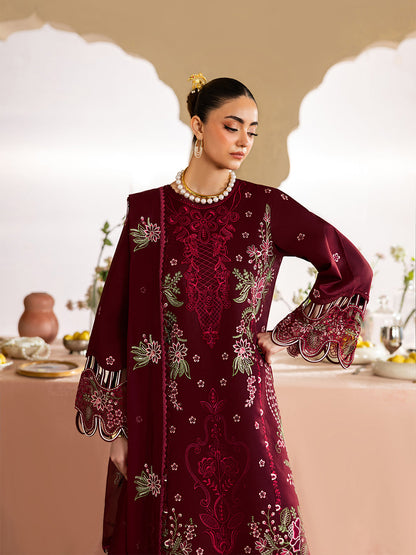 Poshak Villa 3 Piece Embroidered Dhanak | D-0409