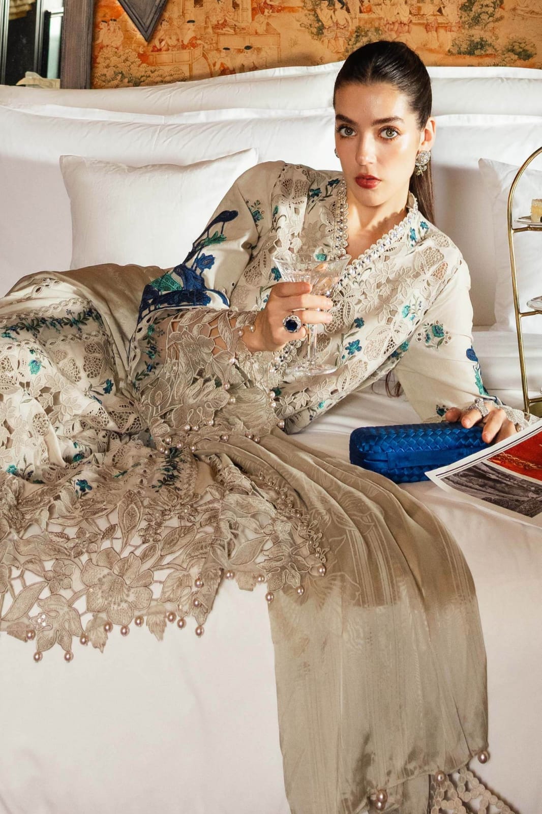 Poshak Villa 3 Piece Embroidered Dhanak | D-0410