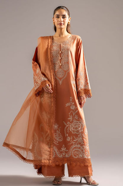 Poshak Villa 3 Piece Embroidered Dhanak | D-0406