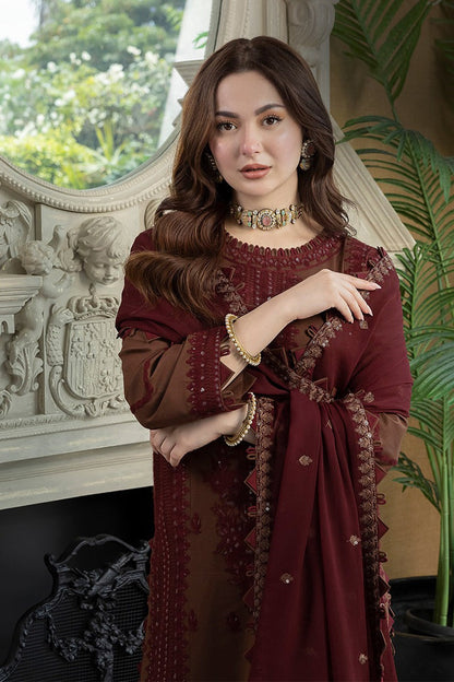 Poshak Villa 3 Piece Embroidered Dhanak | D-0405