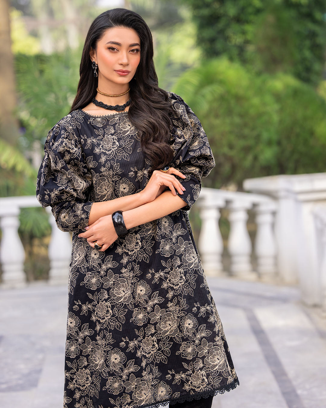 Poshak Villa 3 Piece Embroidered Dhanak | D-0401
