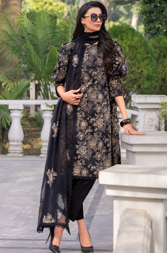Poshak Villa 3 Piece Embroidered Dhanak | D-0401