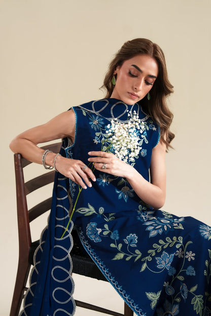 Poshak Villa 3 Piece Embroidered Dhanak | D-0404