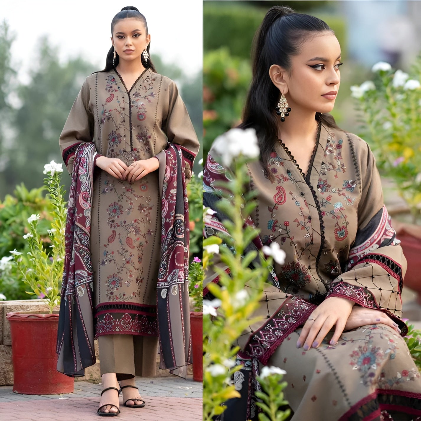 Bin Ilyas Embroidered Lawn 3 Piece PV-002