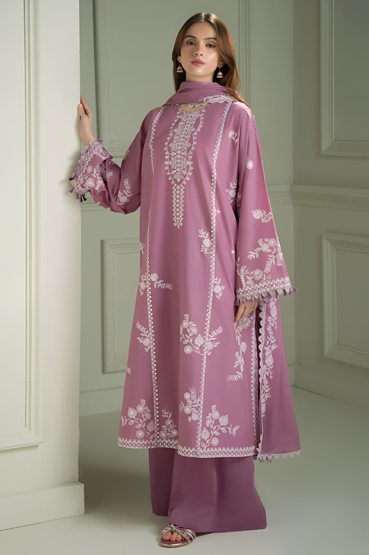Cross Stitch 3 Piece Lawn Embroidered PV-1014