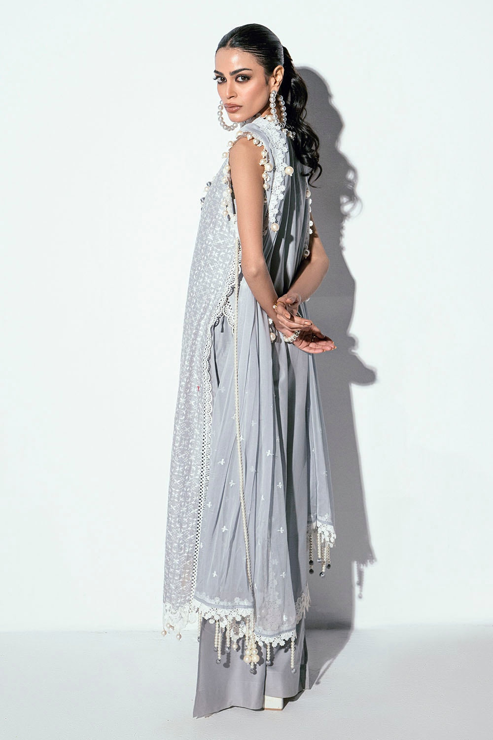 3 Piece Unstitched Schiffli Embroidered Lawn Suit with Embroidered Chiffon Dupatta PM-52048