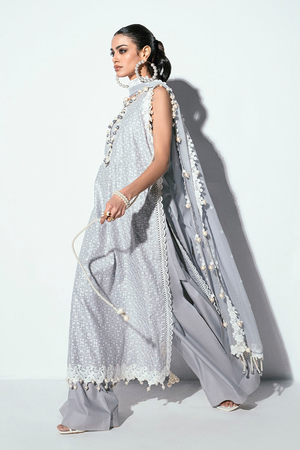 3 Piece Unstitched Schiffli Embroidered Lawn Suit with Embroidered Chiffon Dupatta PM-52048