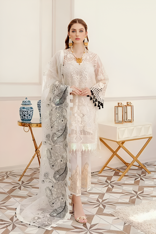 Organza Embroidered 3 Piece Lawn Inner PV-3036