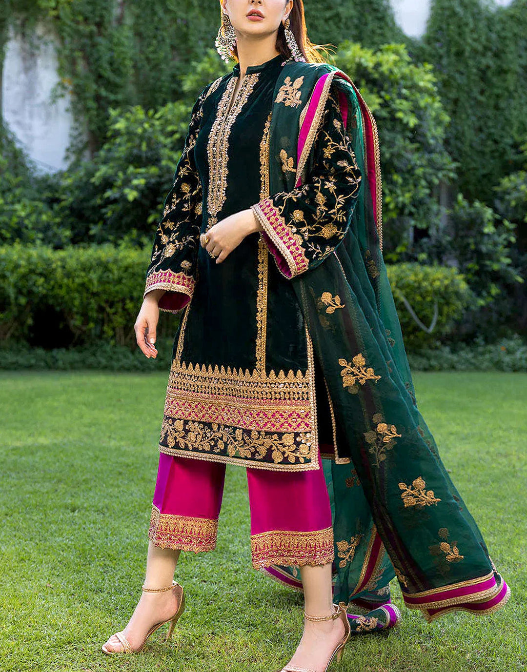 736 Embroidered Velvet Dress