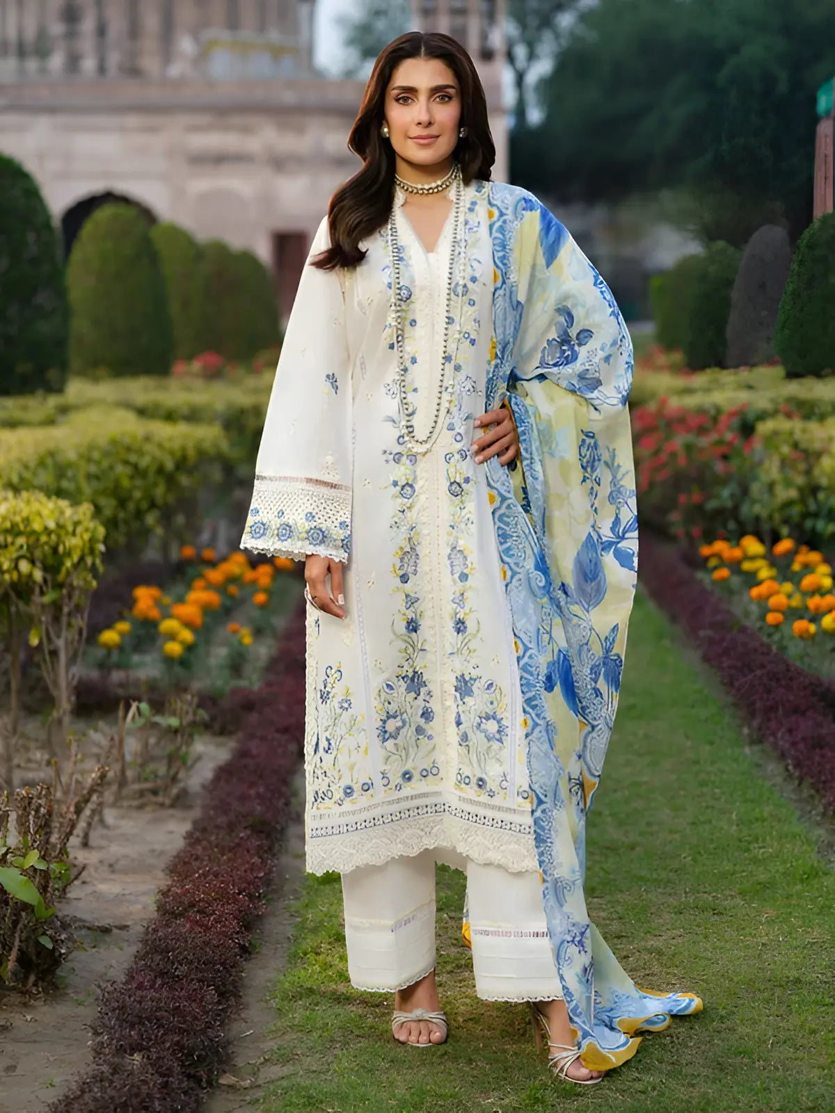 Poshak Villa Embroidered Lawn 3 Piece PV-1030