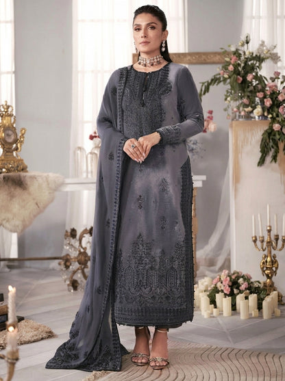Poshak Villa Embroidered Micro Velvet 3 Piece D-2019
