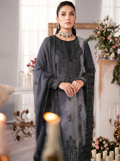 Poshak Villa Embroidered Micro Velvet 3 Piece D-2019