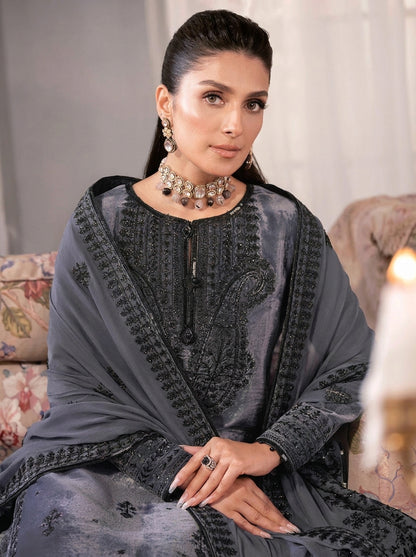 Poshak Villa Embroidered Micro Velvet 3 Piece D-2019